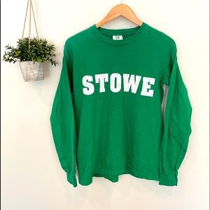 Stowe Vermont long sleeve green t shirt small